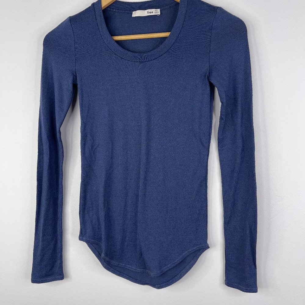 ARITZIA WILFRED FREE Women Blue Long Knit Long Sleeve Pullover Sweater Top XXS